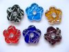 12 Silver Foil Glass Flower Pendants Mixed Colour