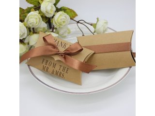 50X Thank YOU Kraft Pillow Box Sweets Candy Gift Boxes