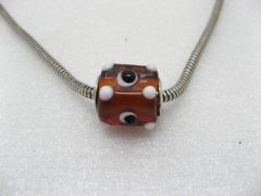 50 Coffee Murano Cubic Glass European Beads With White Dots 50 Coffee Murano Cubic Glass European Beads With White Dots