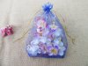 100Pcs Blue Heart Printed Drawstring Jewelry Gift Pouches 22x16c