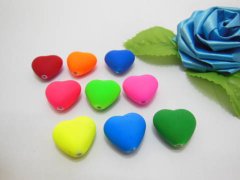 (image for) 98 Heart Charms Acrylic Rubber Beads for Jewelry Making
