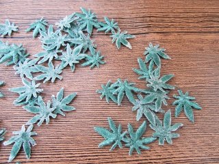 (image for) 5Packs X 50Pcs Green Maple Leaf Clothes Stickers Patch Sewing