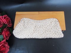 (image for) 1X Ivory Lace Lady's Handbag with Wooden Frame Edge