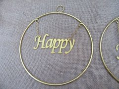 (image for) 6Pcs Hanging Hoop Letter "HAPPY" Floral Wreath Wedding Party