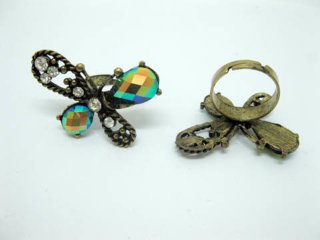 12 Shiny AB Butterfly Top Rings with Rhinestone