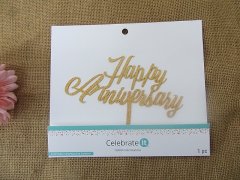3Pcs Happy Anniversary Cake Topper Decoration Party Favor - Gold 3Pcs Happy Anniversary Cake Topper Decoration Party Favor - Gold