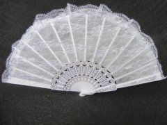 (image for) 10 Silver Foil Bridal Lace Hand Fan Wedding Favor
