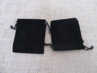 98Pcs Black Velvet Drawstring Gift Jewelry Pouches 7x9cm