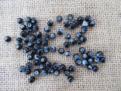 (image for) 700Pcs Black Floral Painted Glass Beads 6mm Dia.