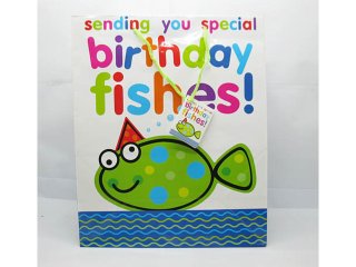 50Pcs "Birthday" Paper Gift Shopping Bags - Cartoon Fish (image for) 50Pcs "Birthday" Paper Gift Shopping Bags - Cartoon Fish