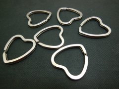 (image for) 100 Flat Heart Split Ring Split Key Rings 32mm
