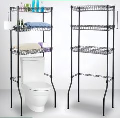 (image for) 1Pc Black Over Toilet Bathroom Shelf Rack Space Saver Storage