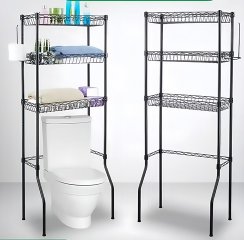 1Pc Black Over Toilet Bathroom Shelf Rack Space Saver Storage (image for) 1Pc Black Over Toilet Bathroom Shelf Rack Space Saver Storage