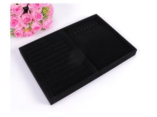 1Pc Black 2in1 Ring Necklace Display Plate Jewellery Case