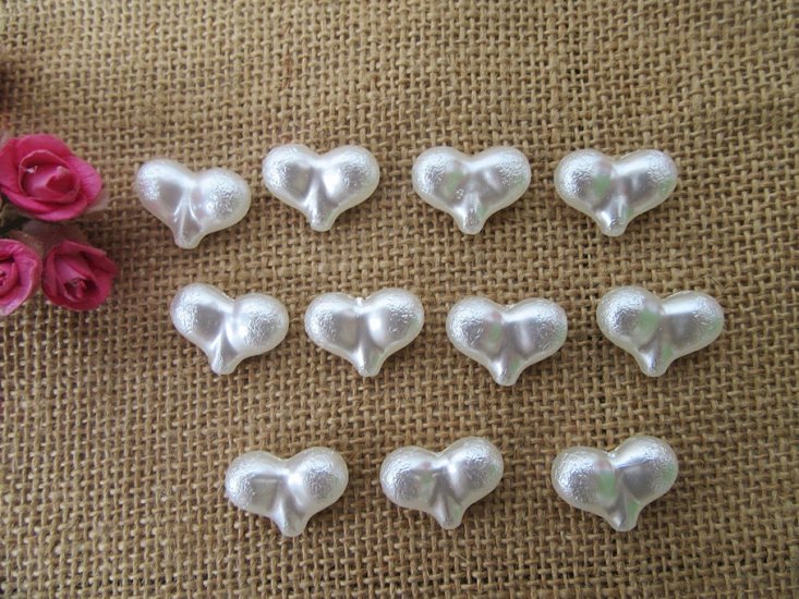100Pcs Simulate Pearl Heart Beads Jewelry Craft Making - Click Image to Close
