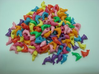 500gram Plastic Dolphin Beads 15mm Mixed Colour
