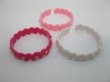 (image for) 72Pcs Pink Girl Open Ended Bangles Bracelets W/Rhinestone
