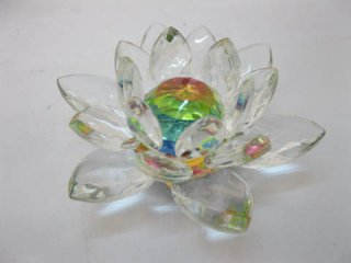 1Pc Stunning Colourful Crystal Lotus Flower Art Decor 10x4.7cm