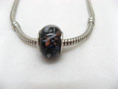 100 Black Murano Round Glass European Beads be-g319 100 Black Murano Round Glass European Beads be-g319