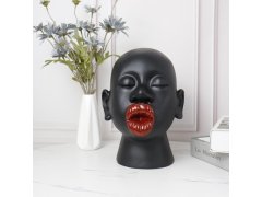 (image for) 1Pc Modern Black Red Lip Desktop Female Figure Head Decor
