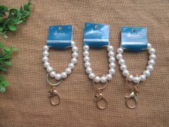 (image for) 3Pcs Pearl Bracelet Keychain Hand Wristlet Lanyard Strap