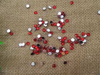 3Sheets x 180Pcs Red Flatback Acrylic Gemstones Rhinestones 5mm