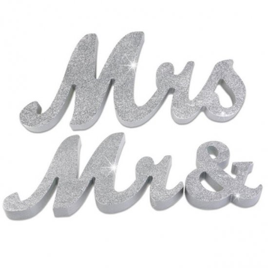 1Set Silver Large Size Mr & Mrs Wedding Sign Decoration - Click Image to Close