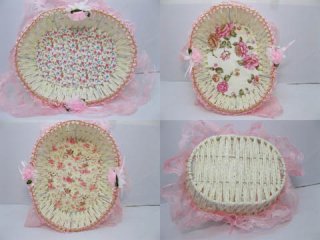 2X Fancy Handmade Oval Shape Paper Crochet Basket