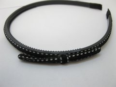 (image for) 1Pc Black Hair Band Hairbands with Attached Bowknot