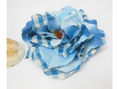 (image for) 60Pcs Checkered Blue Artificial Rose Flower Head Buds