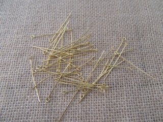 50Pkts X 50Pcs Golden Plated Eye Pins Jewelry Finding 43mm