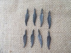 (image for) 100Pcs Alloy Flat Feather Leaf Beads Charms Pendants Wholesale