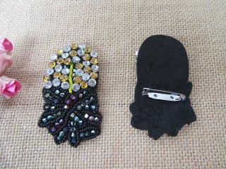 6Pcs Shiny Beaded Sequin Brooch Pin Badges Jewellery Findings (image for) 6Pcs Shiny Beaded Sequin Brooch Pin Badges Jewellery Findings