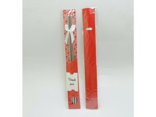 10Pairs Stainless Steel Chopsticks in Artistic Sleeve - Red