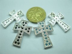 (image for) 100 Charm Cross Pendants w/Rhinestone Jewelery Finding