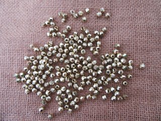 250Gram (Approx 2500Pcs) Golden Color Round Faceted Loose Beads