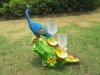 1Set Peacock Statue Figures Stand w/4 Wine Glass Cup cra-ch79