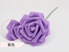 (image for) 25Pcs Purple Rose Artificial Foam Flower Hair Pick Wedding Favor