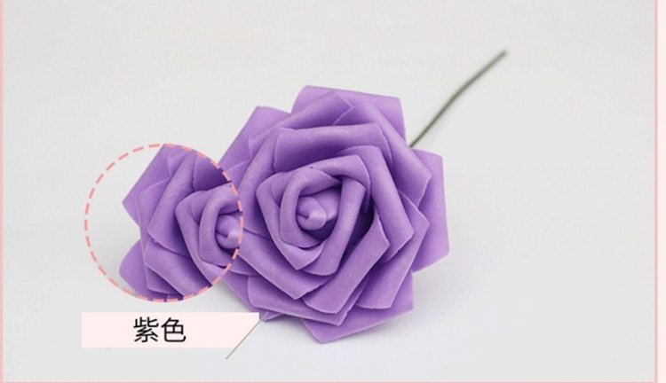 25Pcs Purple Rose Artificial Foam Flower Hair Pick Wedding Favor - Click Image to Close