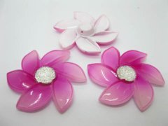 (image for) 20Pcs Fuschia Flower Hairclip Jewelry Finding Beads 6cm
