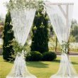 2Pcs White Sheer Tulle Curtain Arch Backdrop Drapes Wedding (image for) 2Pcs White Sheer Tulle Curtain Arch Backdrop Drapes Wedding