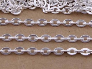 100Meter Silver Color Flat Cable Link Chain Jewellery Finding