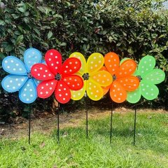 (image for) 6Pcs Exciting Colorful Cloth Flower Windmills Wind Spinner