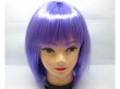 (image for) 1Pc Bobo Head Style Neat Bang Short Straight Cosplay Wig Purple