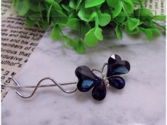(image for) 1X New Charming Style Dark Blue Crystal Butterfly Hair Clips