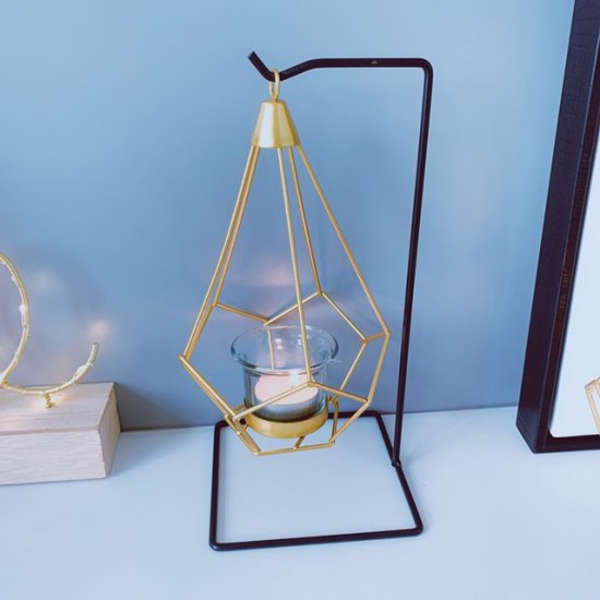 1Pc Modern Nordic Style Geometric Metal Hanging Candle Holder - Click Image to Close