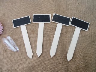 6Packs x 4Pcs Garden Tags Blackboard T-type Plant Label w/Chalk