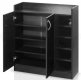 1X Black Shoe Cabinet Rack Storage Organiser 17prs 2 door + 5 1X Black Shoe Cabinet Rack Storage Organiser 17prs 2 door + 5