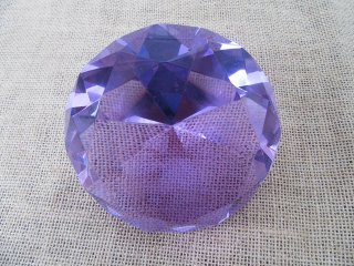 1X Jumbo Purple Round Crystal Taper Ball 12x8cm