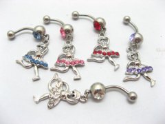 (image for) 12 Girl Rhinestone Belly Body Piercing Jewelry er-b43